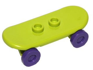 The Simpson LEGO x4 Lime Minifig Utensil Skateboard with Trolley Wheel Holders