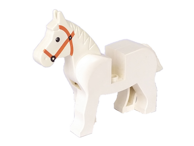 LEGO White Horse w/ Moveable Back Legs And Black Bridle Mini Figures Animal X4 