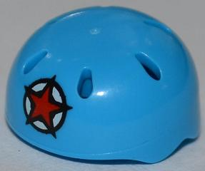 LEGO x 10 Red Minifig Headgear Helmet Standard with Blue and Silver Spyrius Pat 