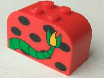 Slope, Curved 4 x 2 x 2 Double with 4 Studs with Monster Spots and