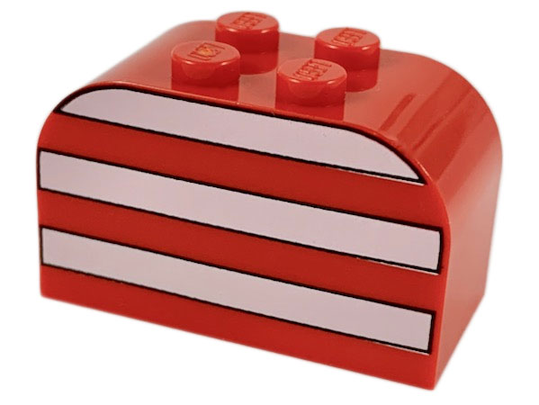 Slope, Curved 4 x 2 x 2 Double with 4 Studs with White Stripes