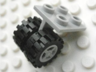 LEGO Plate Thin w/ Dual Wheels Holder Light Gray Wheels and Black Tires 