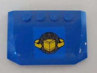 BrickLink Part 52031pb026 : LEGO Wedge 4 x 6 x 2/3 Triple Curved with Box and Arrows and Globe Pattern on Background (Sticker) - 7994 [Wedge, - BrickLink Reference Catalog