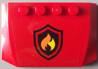 LEGO 52031 Wedge Decorated 4 x 6 x 2/3 Triple Curved with Fire Logo JD28 