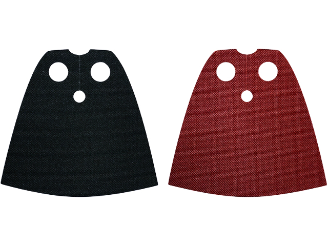 Minifigure Cape Cloth, Standard - Traditional Starched Fabric - 3.9cm Height with Black and Dark Red Sides