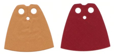 Minifigure Cape Cloth, Standard - Starched Fabric - 4.0cm Height with Medium Nougat and Dark Red Sides