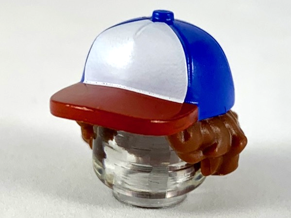 LEGO Minifigure Hair with Hat Ponytail with Blue Ball Cap with Pawprint S19-DG 