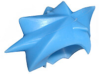 Plain flexible rubber hair with large, sharp spikes swept to the side.