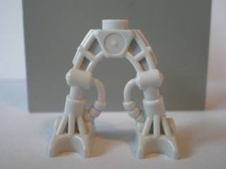 Plain mechanical Bionicle legs with an arched shape and industrial ribbing.