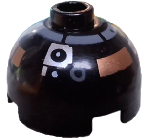 Brick, Round 2 x 2 Dome Top with Silver and Copper Pattern