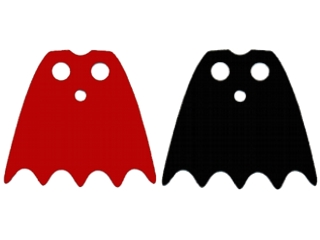 Minifigure Cape Cloth, Scalloped 5 Points (Batman) - Traditional Starched Fabric with Red and Black Sides