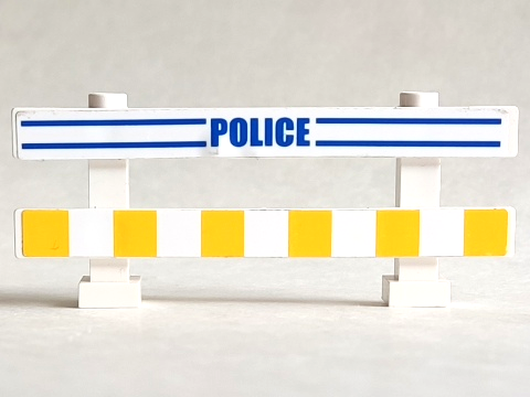 - 6079pb03 LEGO Fence 1 x 8 x 2 2/3 with Blue Lines, 'POLICE' and White and Stripes Pattern (Stickers) - Set 7286 [Fence] - BrickLink Reference Catalog