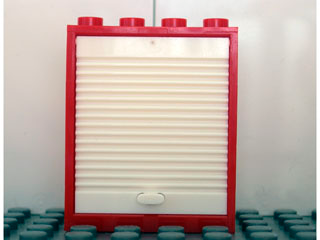 LEGO PART 6154 RED LIFT DOOR FRAME WITH WHITE LIFT DOOR 