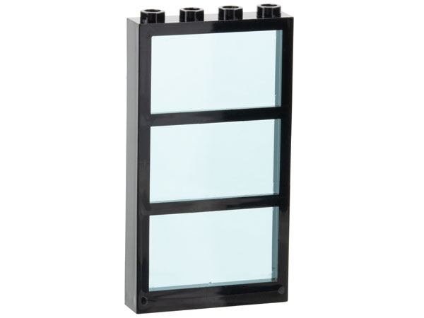 Lego 1x window 1x4x6 trans light blue glass 57895 dark gray frame 6160 