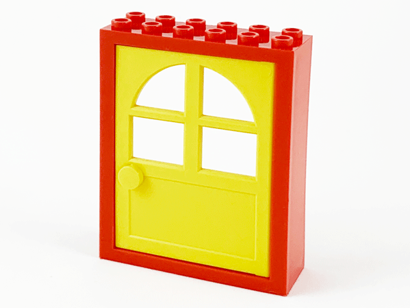 Lego Door Frame and Door 2x6x6 [6235 & 600] Red Frame, Yellow Door