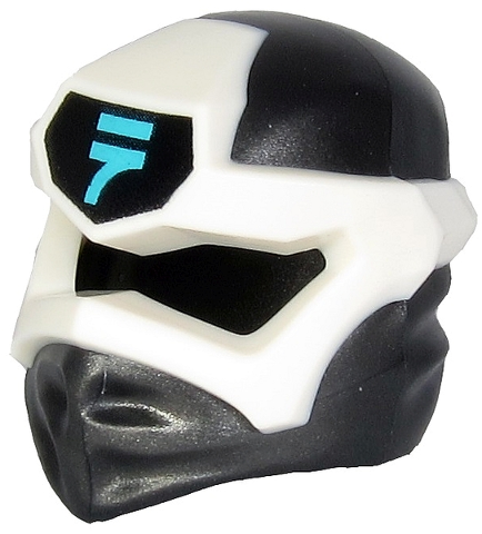 Minifigure, Headgear Ninjago Wrap 6 with White Mask, Medium Azure N Symbol on Black Pattern : Part 65072pb05 | BrickLink