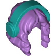 Lego New Medium Lavender Minifigure Hair Long Wavy with Center Part Headphones 