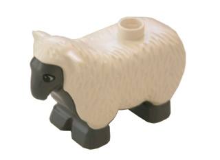 Duplo Sheep with Standing Ears Dark Bluish Gray Face Chest