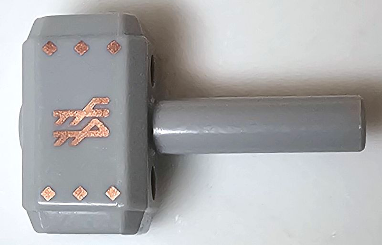 Minifigure, Utensil Tool Sledgehammer (Mjolnir, Hammer) with 6 Copper  Diamonds and Runes (Symbols) Pattern on Both Sides : Part 75904pb02