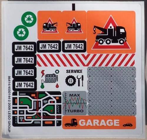 2009 Precut Custom Replacement Stickers for Lego Set 7642 Garage 