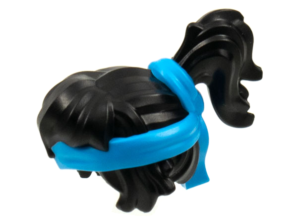 Minifigure, Hair Female with Ponytail, Dark Azure Headband Pattern 