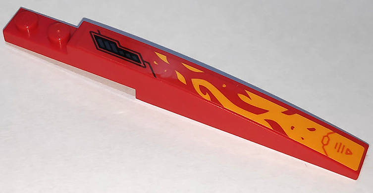 LEGO Slope 1 x 4 Curved with Dark Red Flame and Lime Line (Left) Sticker  (11153)