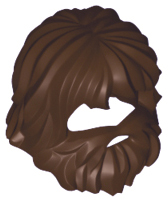 Plain shaggy hair and thick beard with a distinct hole for the mouth.