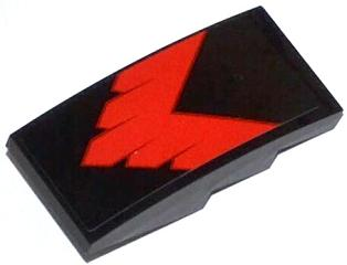 LEGO Slope 1 x 4 Curved with Dark Red Flame and Lime Line (Left) Sticker  (11153)