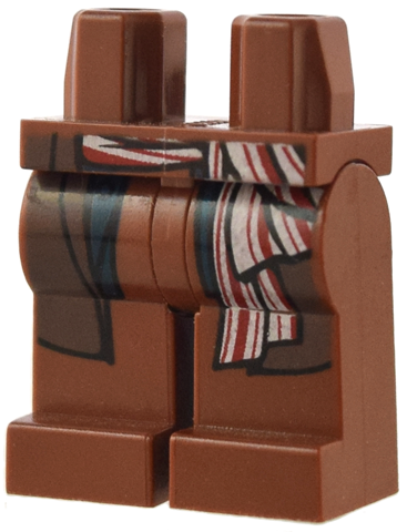 Lego Reddish Brown Hips Legs w// Dark Blue Vest Tails Red and White Sash