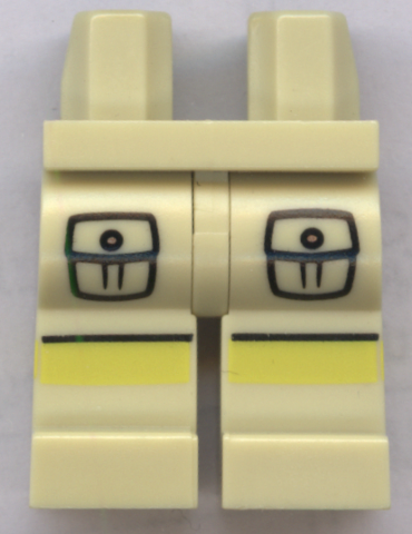 Lego New Tan Hips Minifig Legs Cargo Pockets Front Yellow Stripes Pattern Pants 