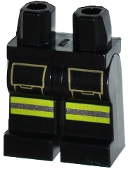 Lego Black Hips and Legs with Tan Pockets Lime and Silver Reflective Stripes