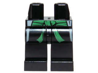 Lego New Black Minifigure Hips Legs Light Bluish Gray Robe Green Sash Pattern 