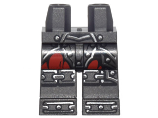 Hips and Legs with Metallic Silver Armor with Rivets, Red
