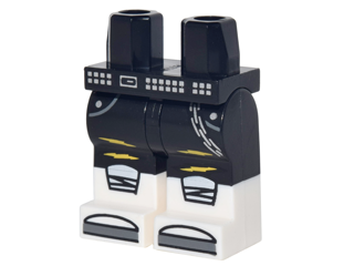 Lego New Minifig Black Hips Legs Dark Bluish Gray Knee Pads Belt on Right Piece 