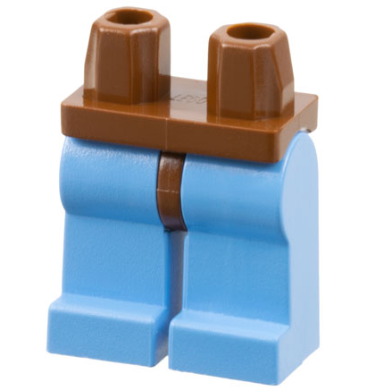 Plain medium blue legs and hips with no printed patterns.