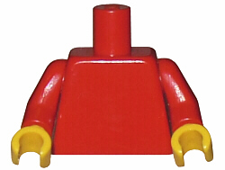 Plain torso with red arms and yellow hands.
