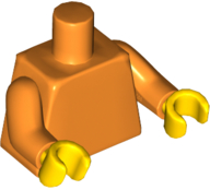 Orange plain torso with orange arms and yellow hands.