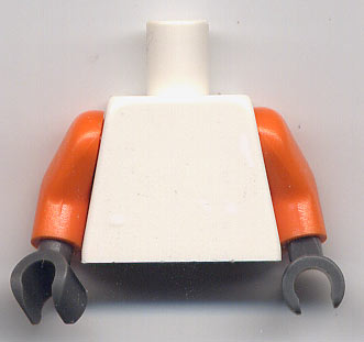 Plain torso with orange arms and dark bluish gray hands.