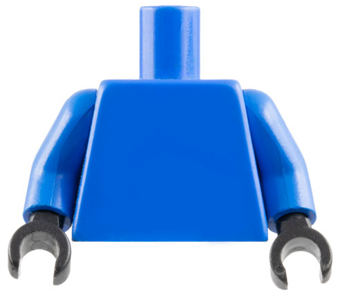 Plain blue torso with blue arms and black hands.