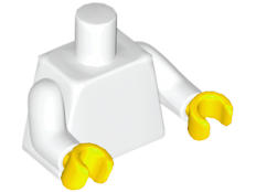 Lego Minifig Plain White Torso x 5 with White Hands 