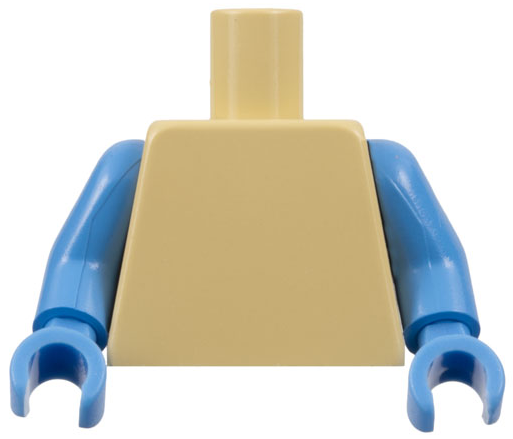 Plain tan torso with medium blue arms and hands.