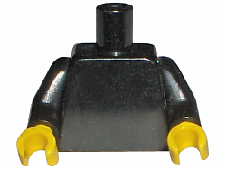 Plain black torso with black arms and yellow hands.