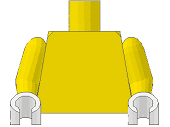 Plain yellow torso with yellow arms and white hands.