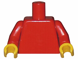 LEGO Minifig Solid Red Torso with Yellow Hands 