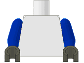 Plain white torso with blue arms and dark gray hands.
