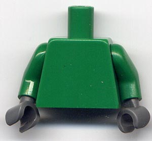 Green plain torso with green arms and dark bluish gray hands.