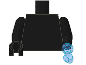 Black plain torso with black arms, a black right hand, and a trans-medium blue hook left hand.