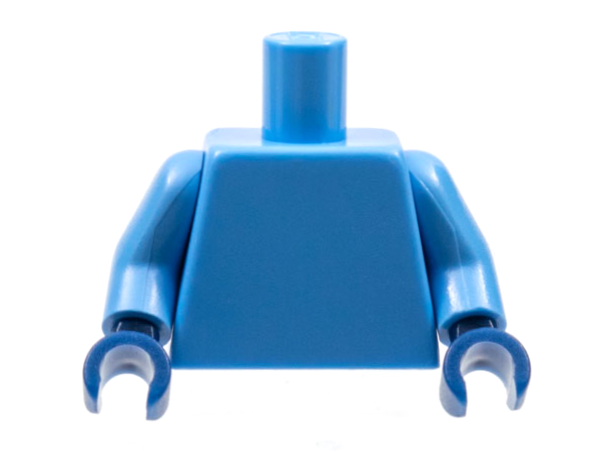 Medium blue plain torso with medium blue arms and dark blue hands.