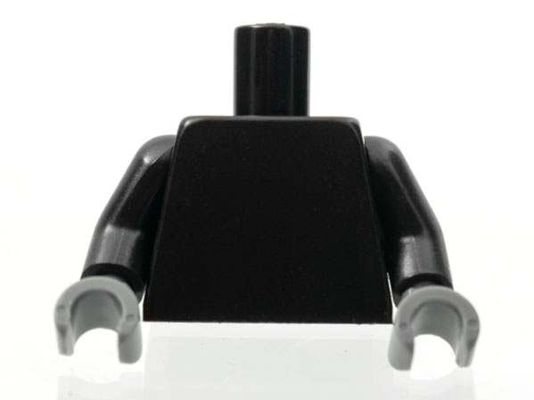 Plain black torso with black arms and dark bluish gray hands.