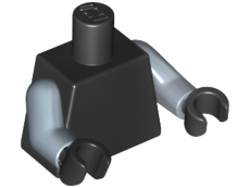 Black plain torso with sand blue arms and black hands.